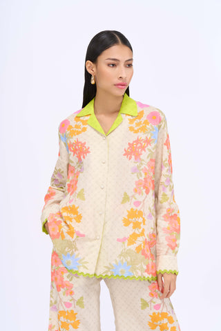 Pearl Radiance Collar Shirt And Printed Pants by Siddhartha Bansal, available on Indiaspopup.com