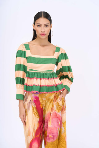 Cabana Peplum Top And Floral Pants by Siddhartha Bansal, available on Indiaspopup.com