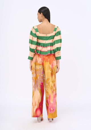 Cabana Peplum Top And Floral Pants by Siddhartha Bansal, available on Indiaspopup.com