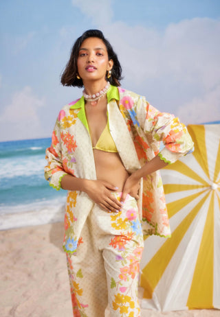 Pearl Radiance Collar Shirt And Printed Pants by Siddhartha Bansal, available on Indiaspopup.com