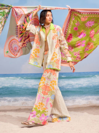 Pearl Radiance Collar Shirt And Printed Pants by Siddhartha Bansal, available on Indiaspopup.com