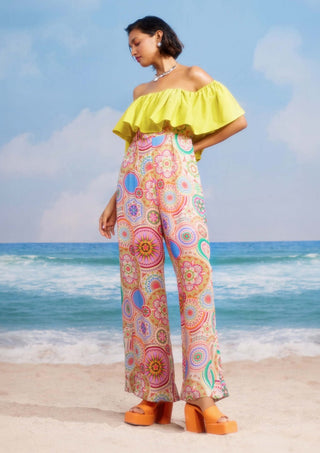 Sunflower Printed Jumpsuit by Siddhartha Bansal, available on Indiaspopup.com
