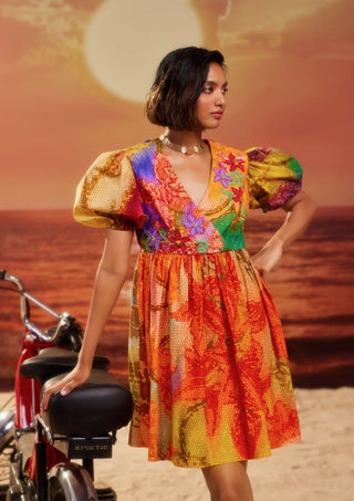 Burble Floral Mosaic Dress by Siddhartha Bansal, available on Indiaspopup.com