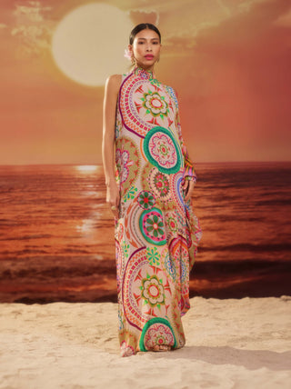 Refreshing Multicolor One-Shoulder Dress by Siddhartha Bansal, available on Indiaspopup.com
