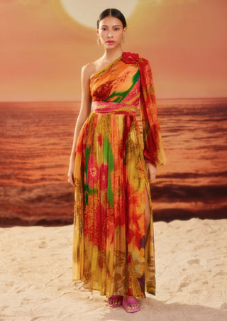 Sofia Printed Maxi Dress by Siddhartha Bansal, available on Indiaspopup.com