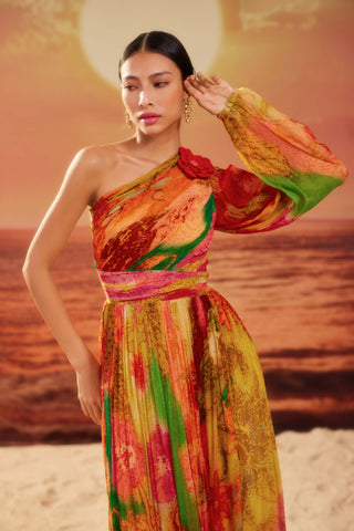 Sofia Printed Maxi Dress by Siddhartha Bansal, available on Indiaspopup.com