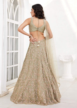 Chamee And Palak-Serena Dusty Green Lehenga Set-INDIASPOPUP.COM