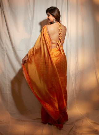 Punit Balana Kasundi Mustard Sari And Blouse available on indiaspopup