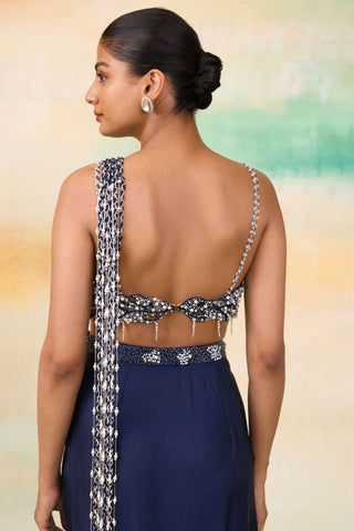 Tiana midnight blue dhoti sari and blouse