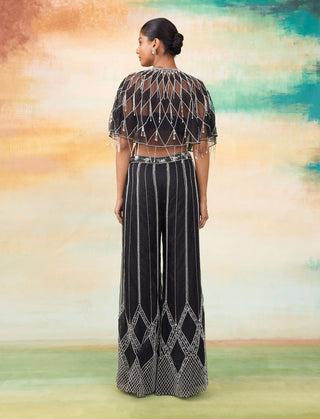 Airel black cape and palazzo set