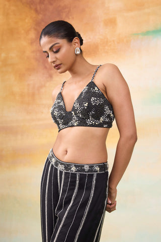 Airel black cape and palazzo set