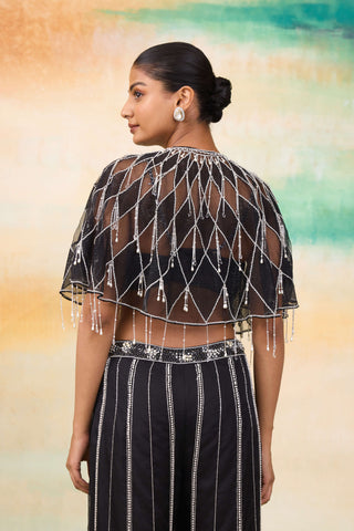 Airel black cape and palazzo set