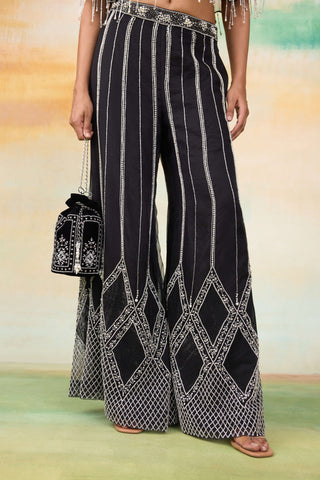 Airel black cape and palazzo set