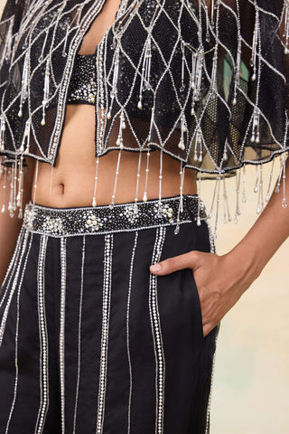 Airel black cape and palazzo set