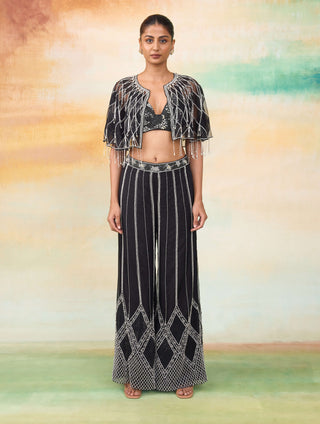 Airel black cape and palazzo set