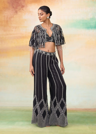 Airel black cape and palazzo set