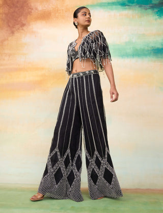 Airel black cape and palazzo set