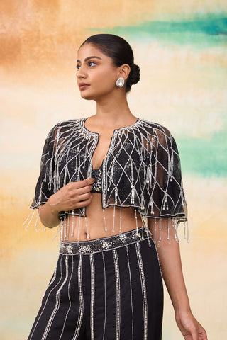 Airel black cape and palazzo set