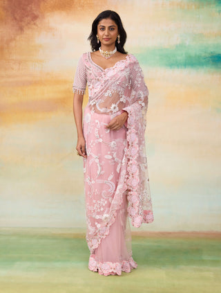 Elsa blossom pink sari and blouse