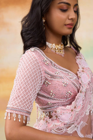 Elsa blossom pink sari and blouse