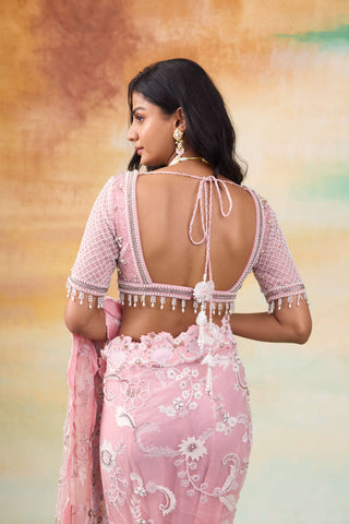 Elsa blossom pink sari and blouse