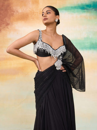 Carlotte black sari and blouse