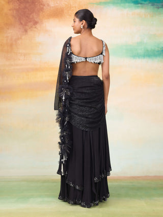 Carlotte black sari and blouse