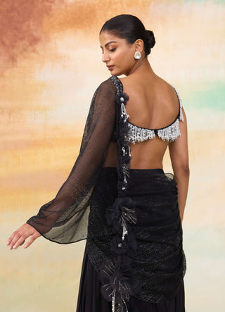 Carlotte black sari and blouse
