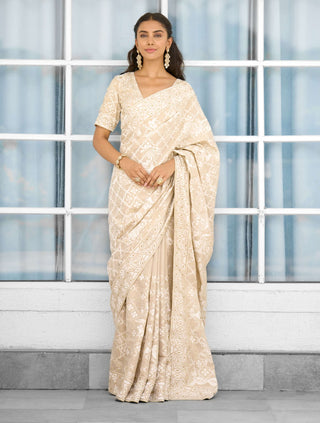 Honey drop embellished sari and blouse