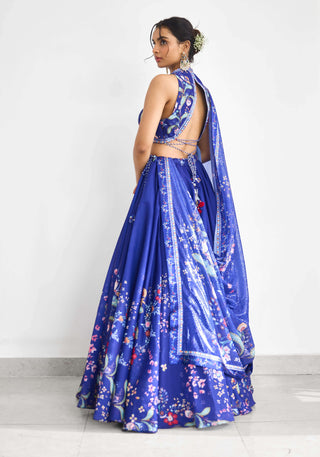 Peacock garden printed lehenga set