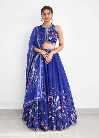 Peacock garden printed lehenga set