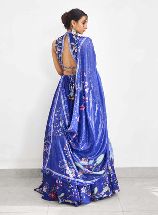 Peacock garden printed lehenga set