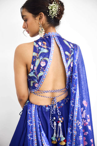 Peacock garden printed lehenga set