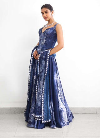 Swirl lehenga lehenga and corset set