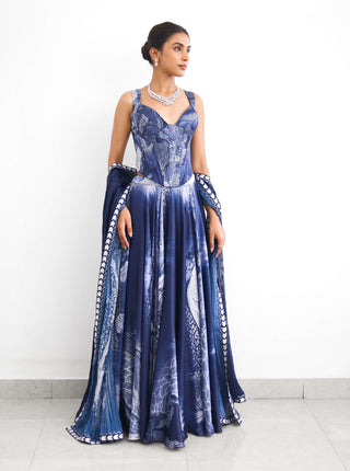 Swirl lehenga lehenga and corset set