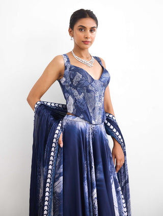 Swirl lehenga lehenga and corset set