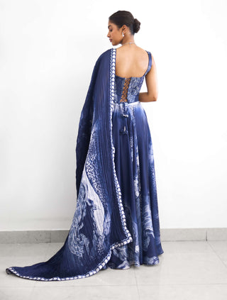 Swirl lehenga lehenga and corset set