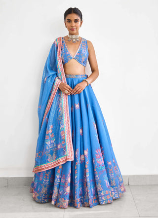 Blue haze printed lehenga set