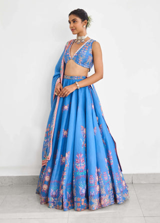Blue haze printed lehenga set