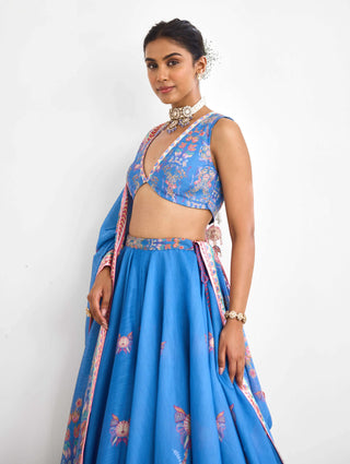 Blue haze printed lehenga set