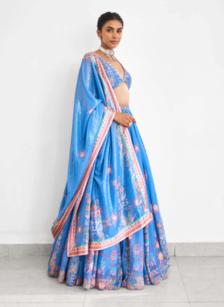 Blue haze printed lehenga set