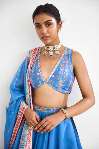 Blue haze printed lehenga set