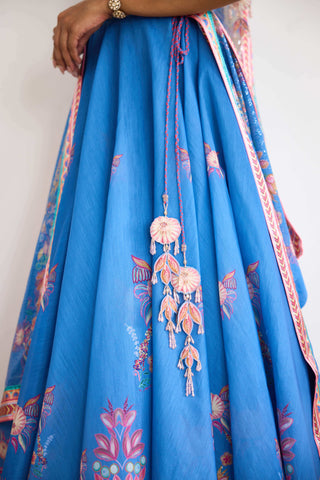 Blue haze printed lehenga set
