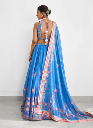 Blue haze printed lehenga set