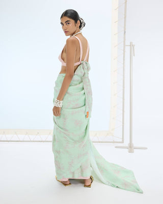 Pista ruby sari and unstitched blouse