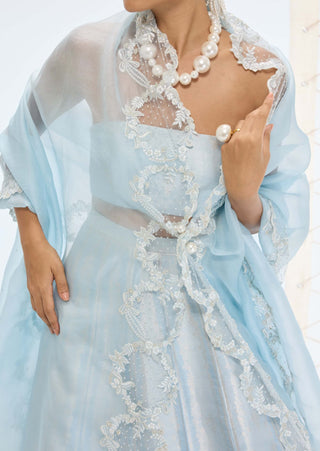 Aqua green liza lehenga set