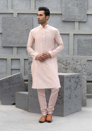 Chhavvi Aggarwal Men-Coffee Kurta And Pink Bundi Set-INDIASPOPUP.COM