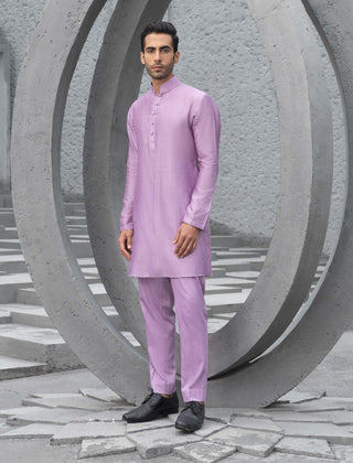 Chhavvi Aggarwal Men-Lavender Kurta And Bundi Set-INDIASPOPUP.COM