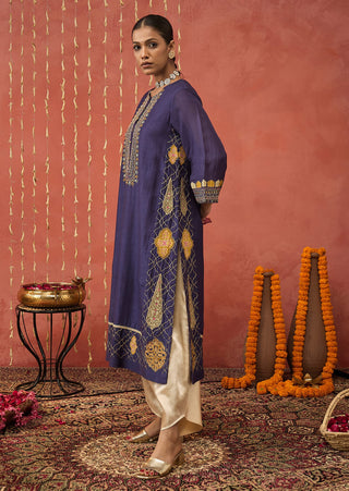 Purple Rani Embroidered Kali Kurta Set by Shivani Bhargava available on Indiaspopup.com