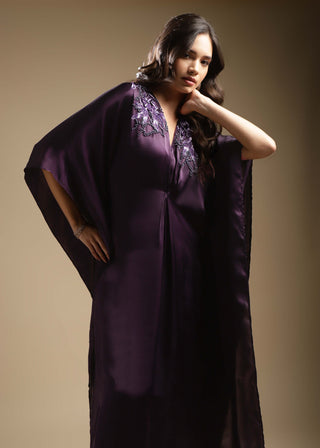 Sakshi Khetterpal-Purple Embroidered Kaftan And Pants-INDIASPOPUP.COM